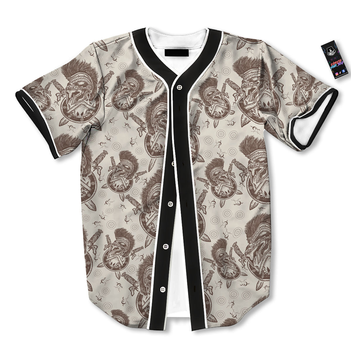 Helmet Spartan Warrior Print Pattern Baseball Jersey-grizzshop
