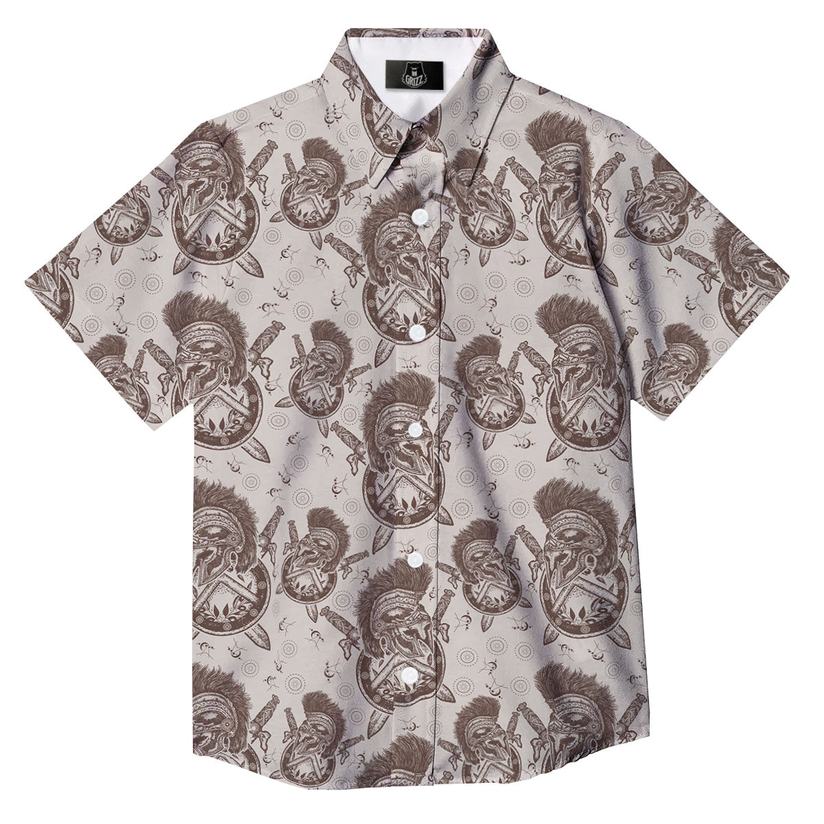 Helmet Spartan Warrior Print Pattern Button Up Shirt-grizzshop