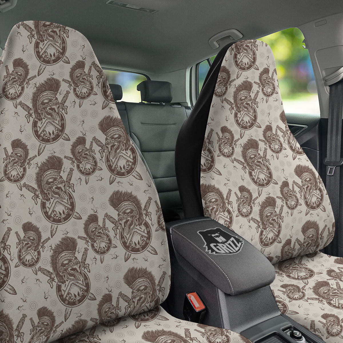 Helmet Spartan Warrior Print Pattern Car Seat Covers-grizzshop