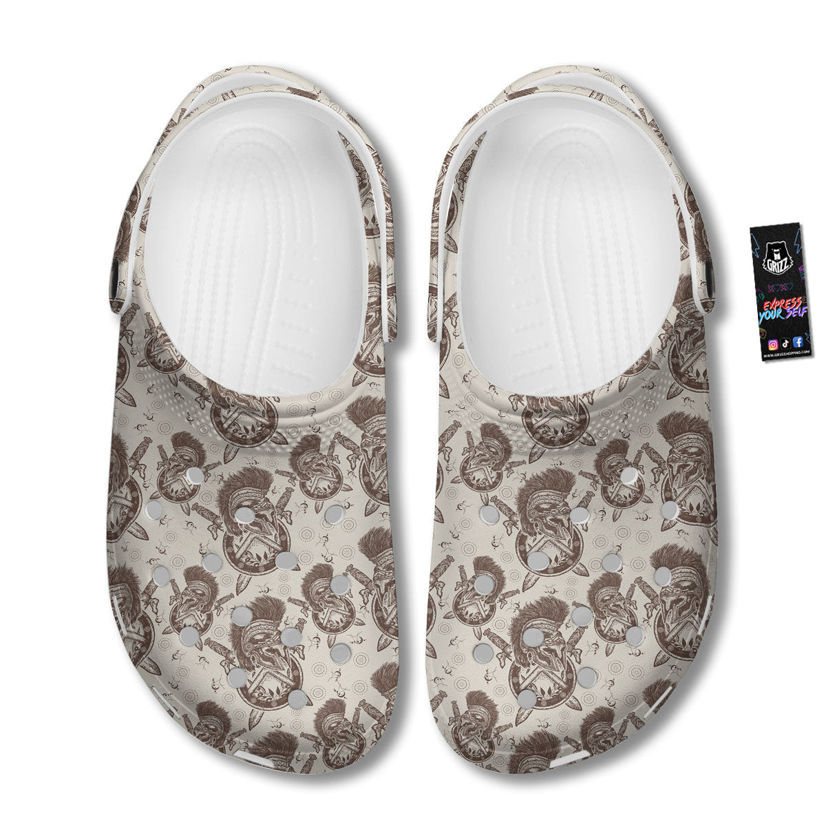 Helmet Spartan Warrior Print Pattern Clog-grizzshop