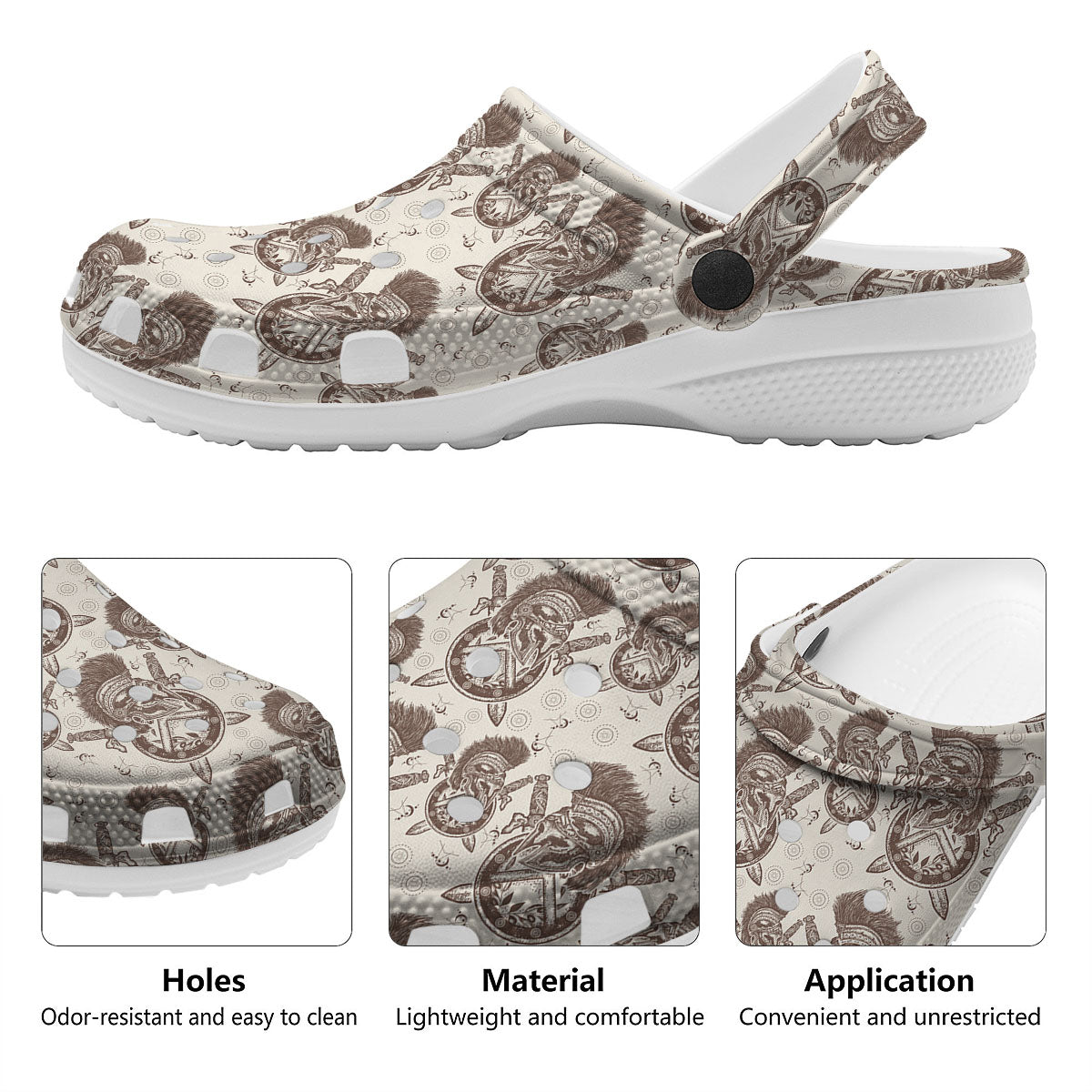 Helmet Spartan Warrior Print Pattern Clog-grizzshop
