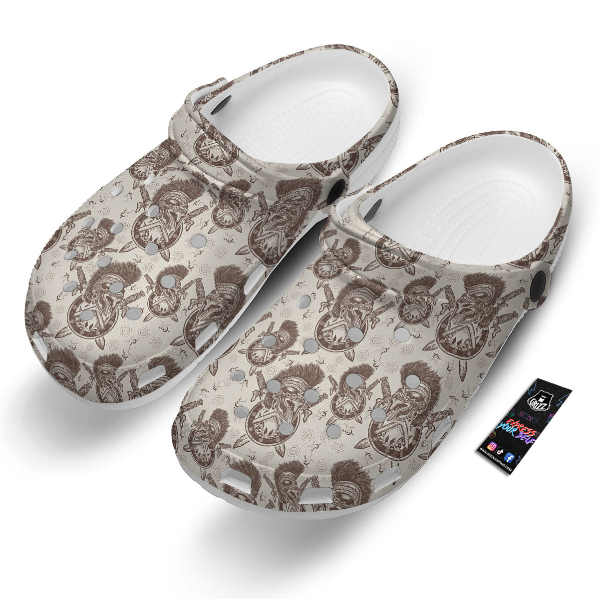 Helmet Spartan Warrior Print Pattern Clog-grizzshop
