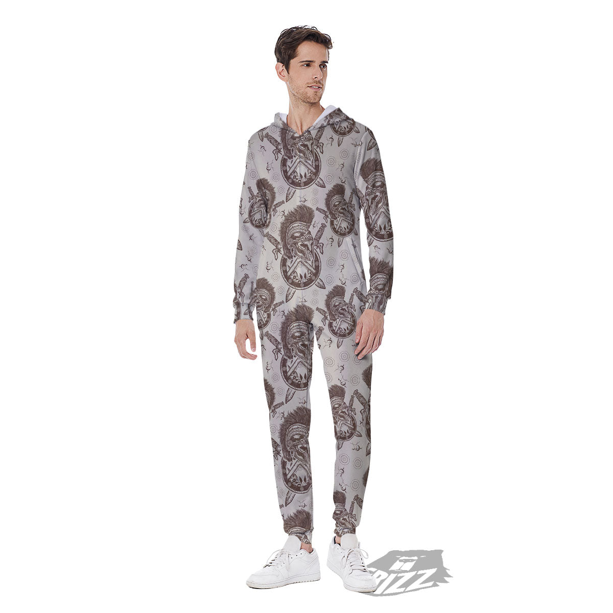 Helmet Spartan Warrior Print Pattern Men's Jumpsuit-grizzshop