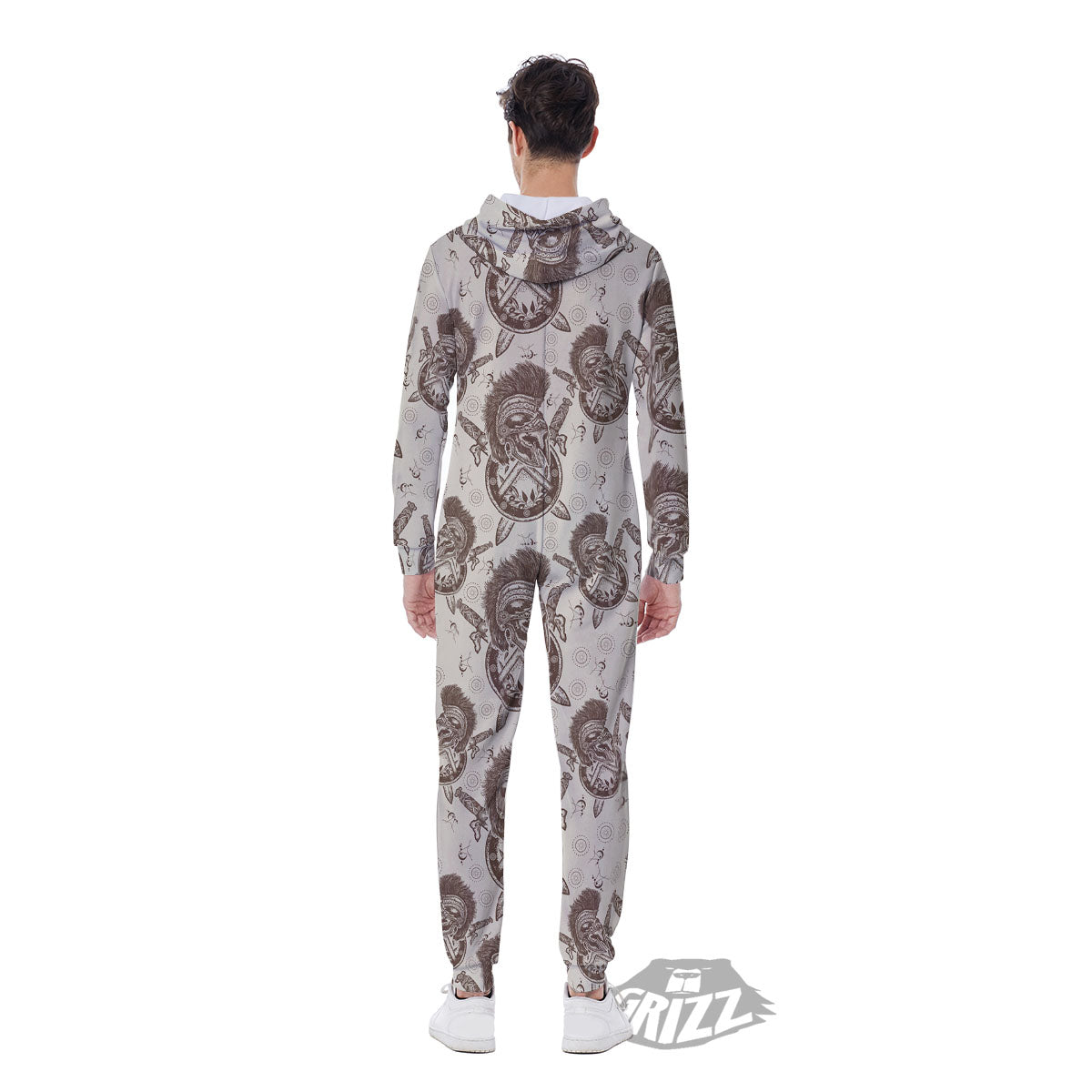 Helmet Spartan Warrior Print Pattern Men's Jumpsuit-grizzshop