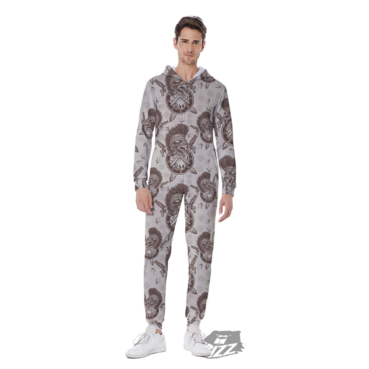 Helmet Spartan Warrior Print Pattern Men's Jumpsuit-grizzshop