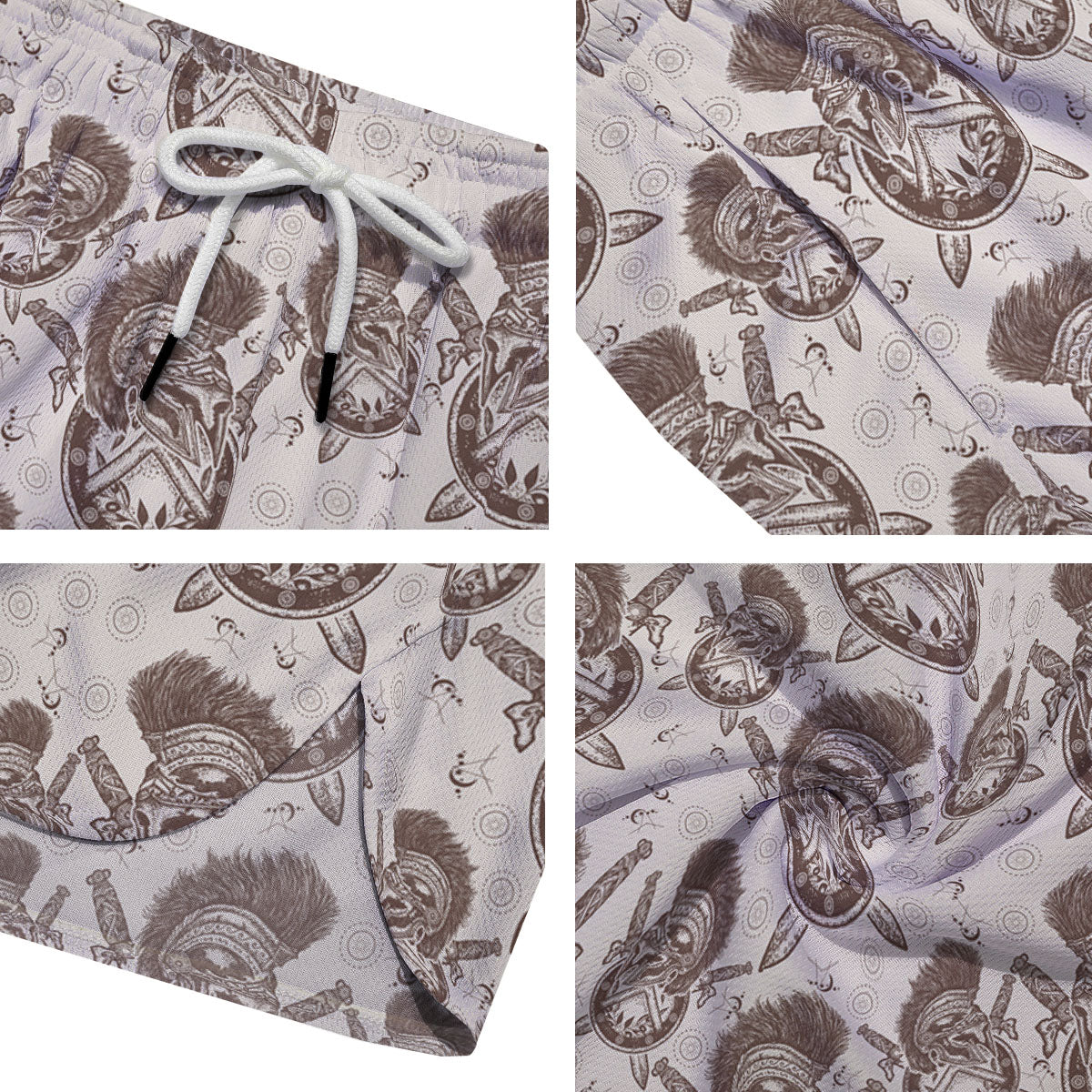 Helmet Spartan Warrior Print Pattern Men's Running Shorts-grizzshop