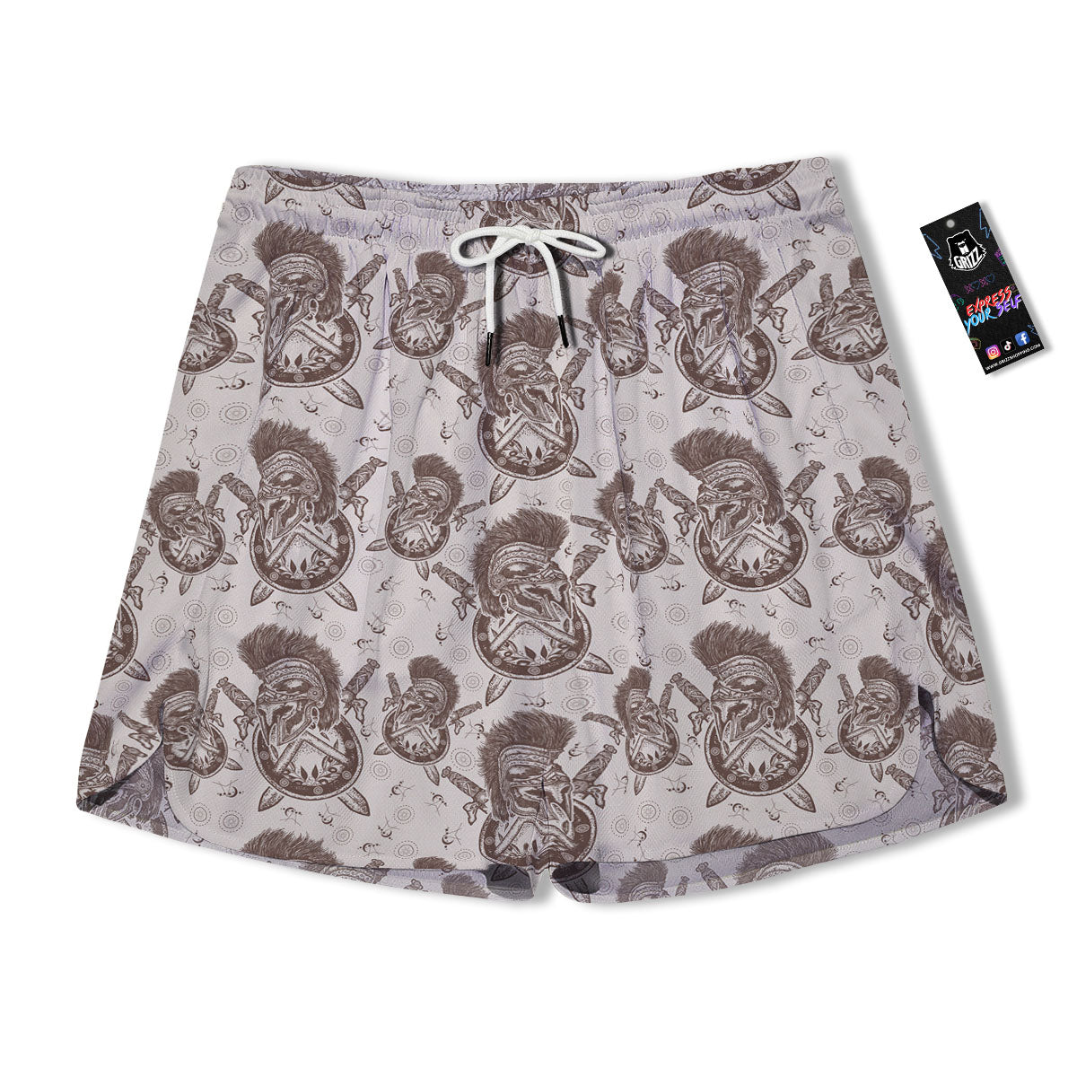 Helmet Spartan Warrior Print Pattern Men's Running Shorts-grizzshop