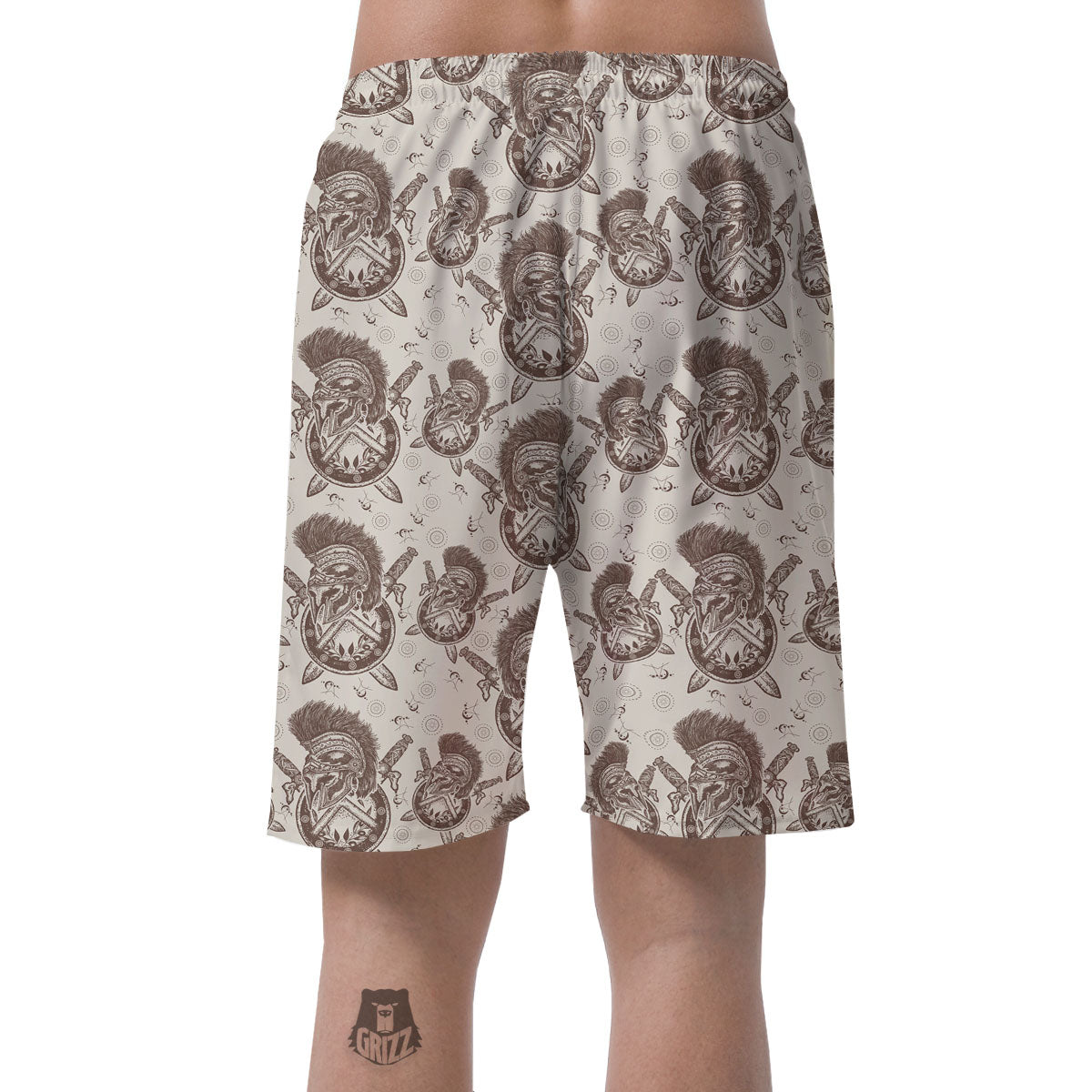 Helmet Spartan Warrior Print Pattern Men's Shorts-grizzshop