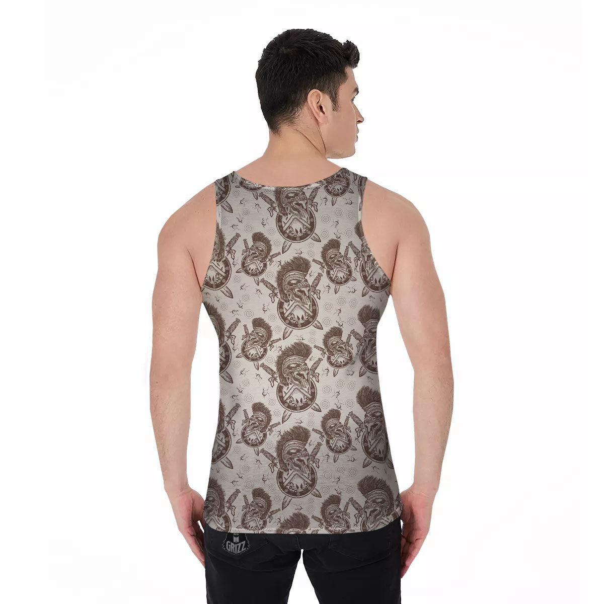 Helmet Spartan Warrior Print Pattern Men's Tank Top-grizzshop