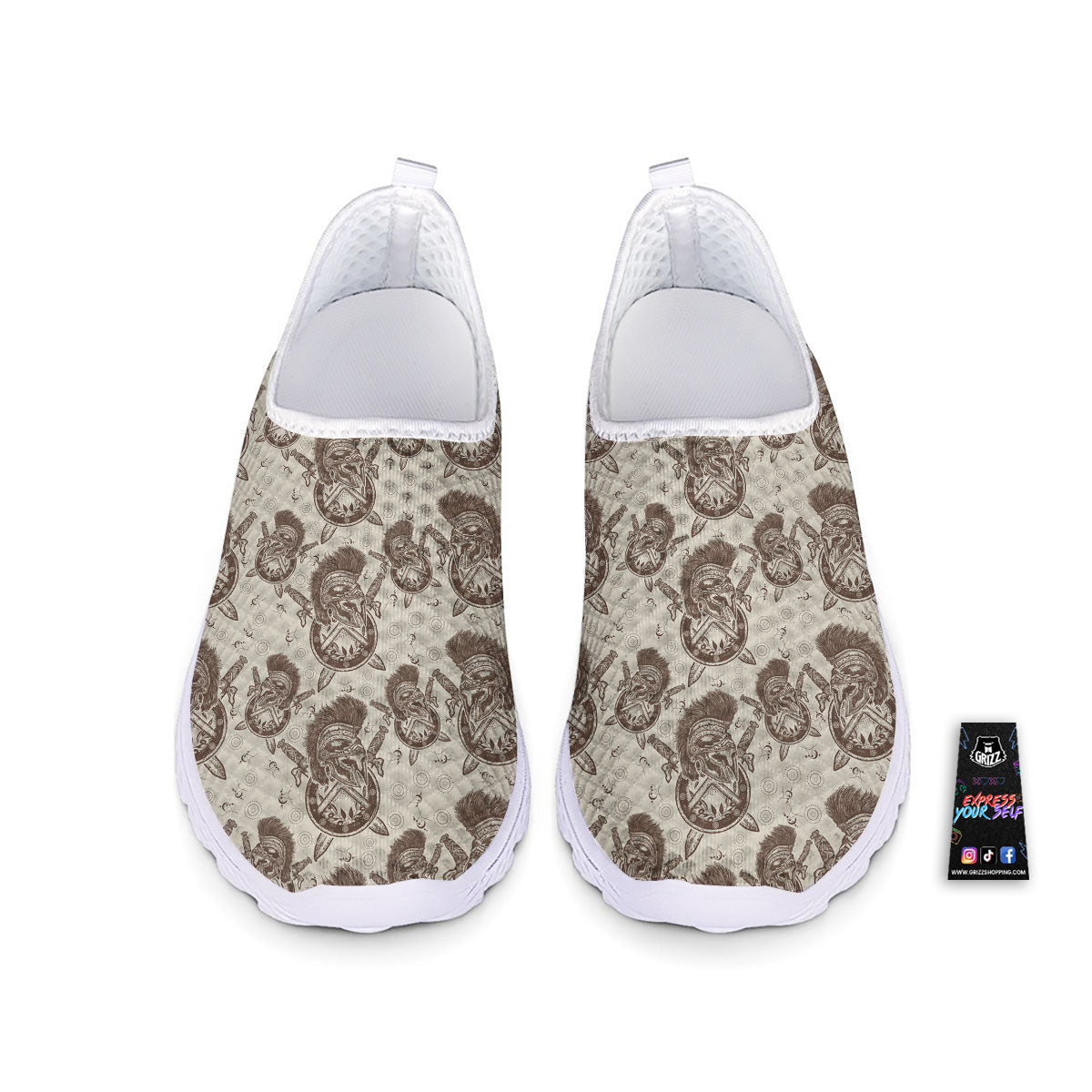 Helmet Spartan Warrior Print Pattern Nurse Shoes-grizzshop