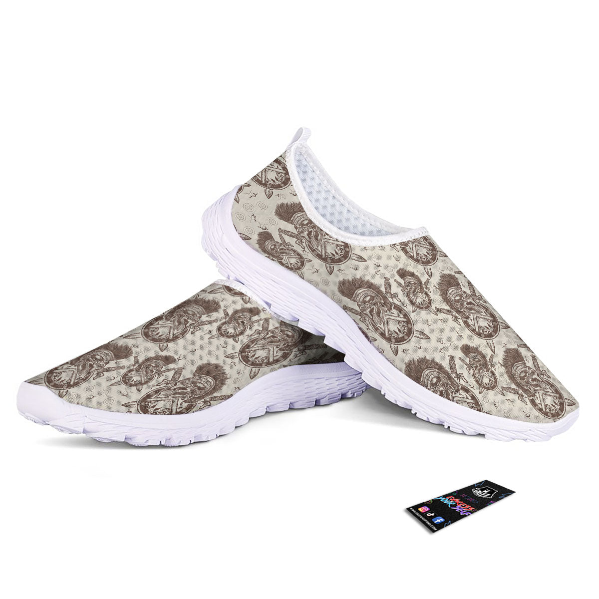 Helmet Spartan Warrior Print Pattern Nurse Shoes-grizzshop