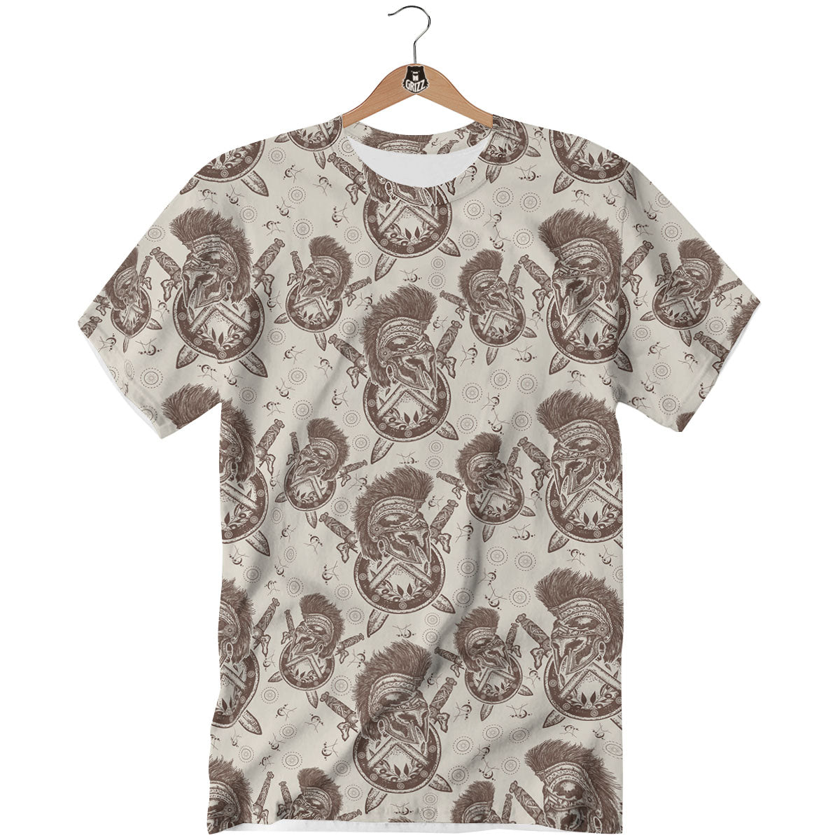 Helmet Spartan Warrior Print Pattern T-Shirt-grizzshop