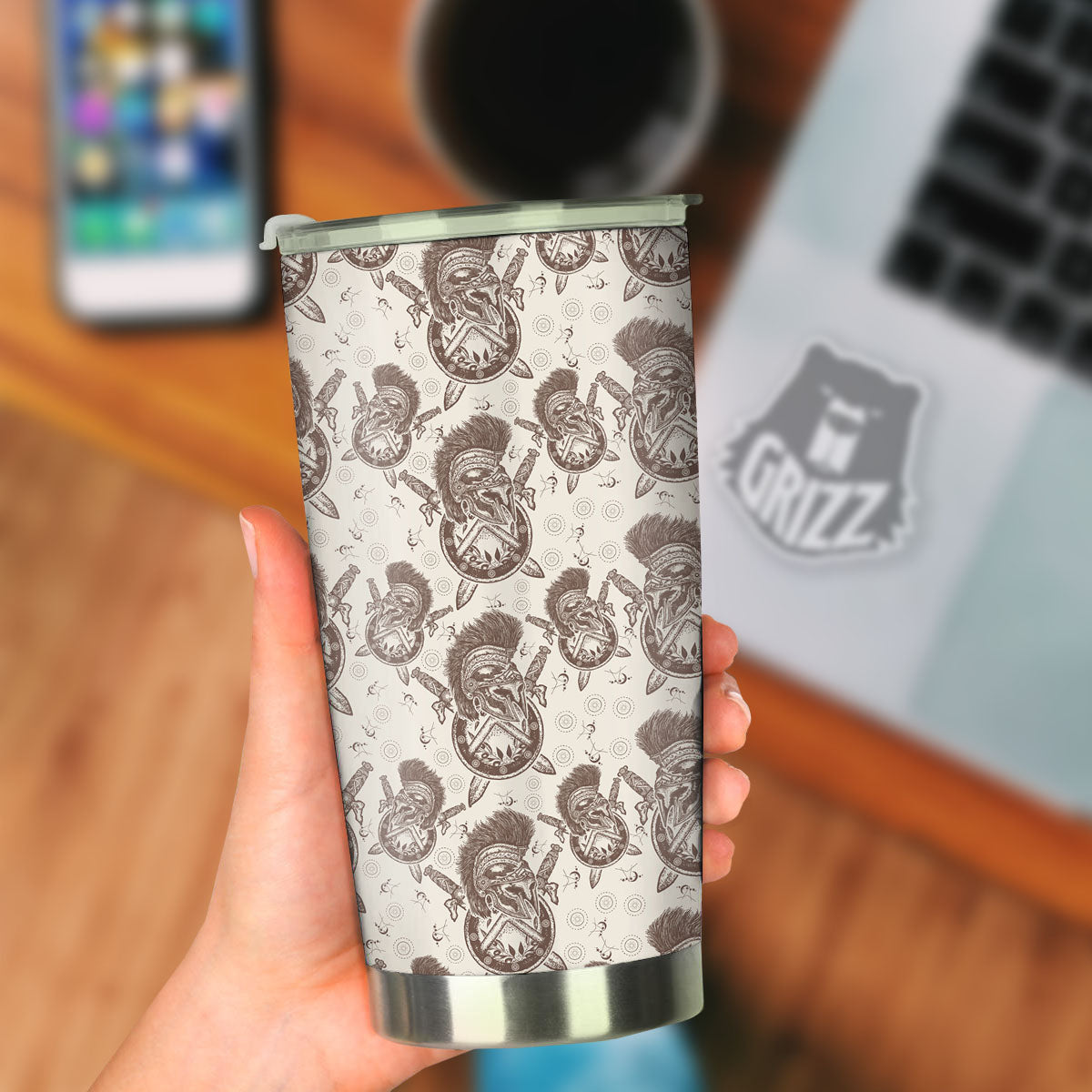 Helmet Spartan Warrior Print Pattern Tumbler-grizzshop