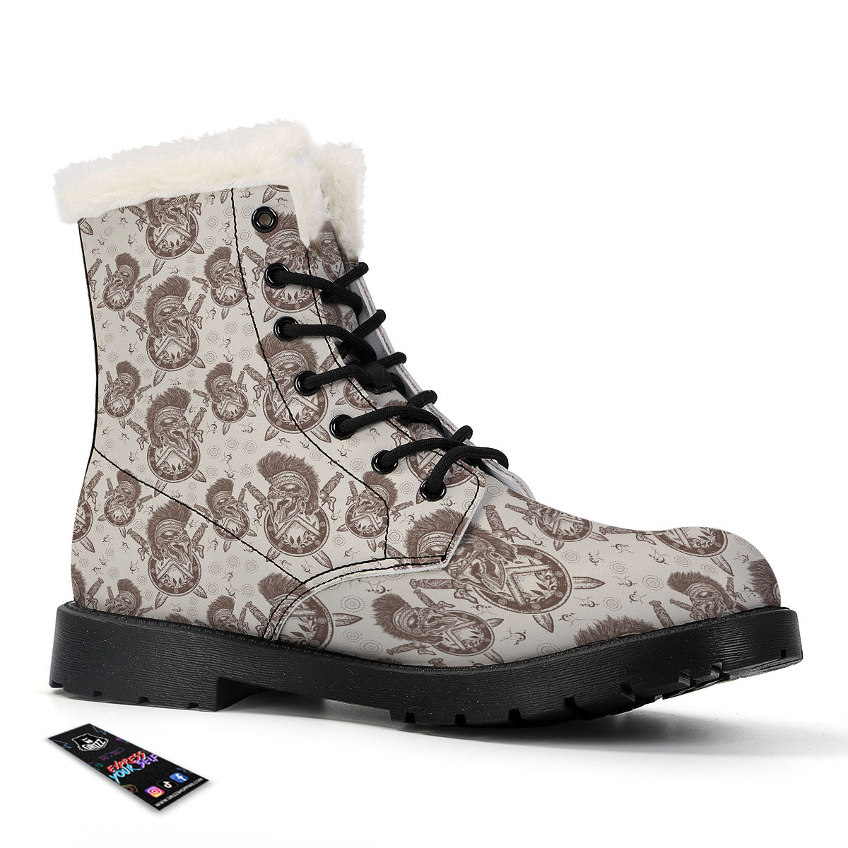 Helmet Spartan Warrior Print Pattern Winter Boots-grizzshop