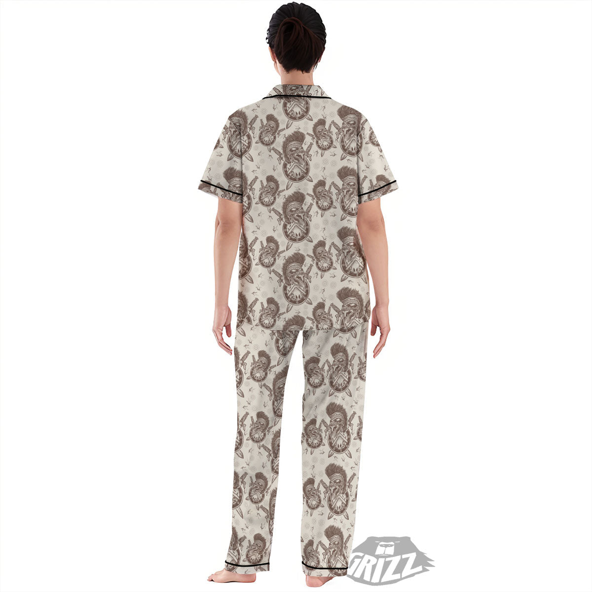 Helmet Spartan Warrior Print Pattern Women's Pajamas Set-grizzshop