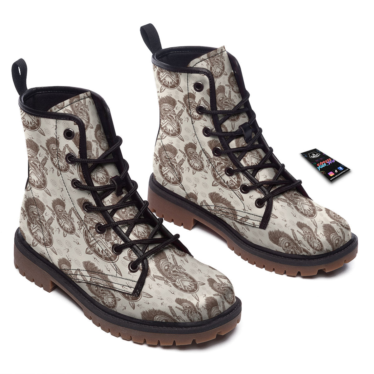 Helmet Spartan Warrior Print Pattern Work Boots-grizzshop