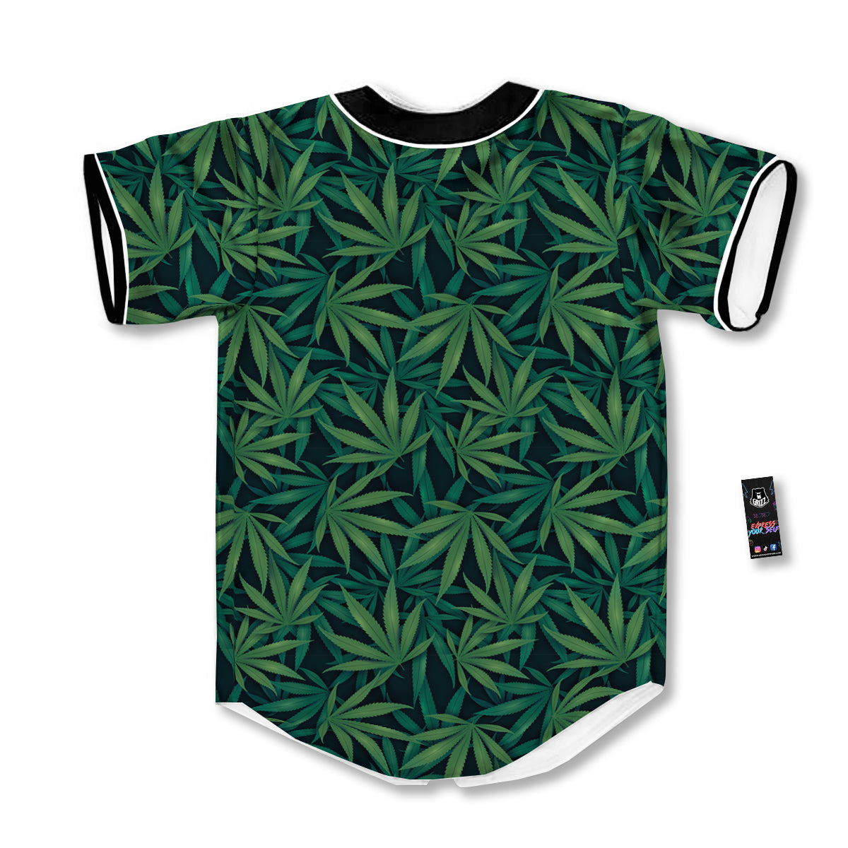 Hemp Dark Green Print Pattern Baseball Jersey-grizzshop