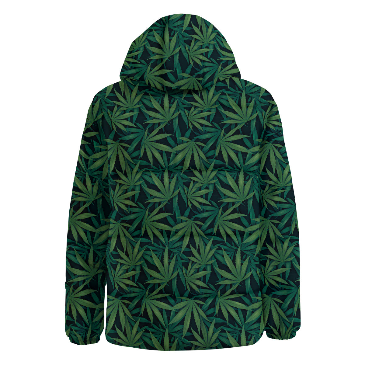 Hemp Dark Green Print Pattern Down Jacket-grizzshop