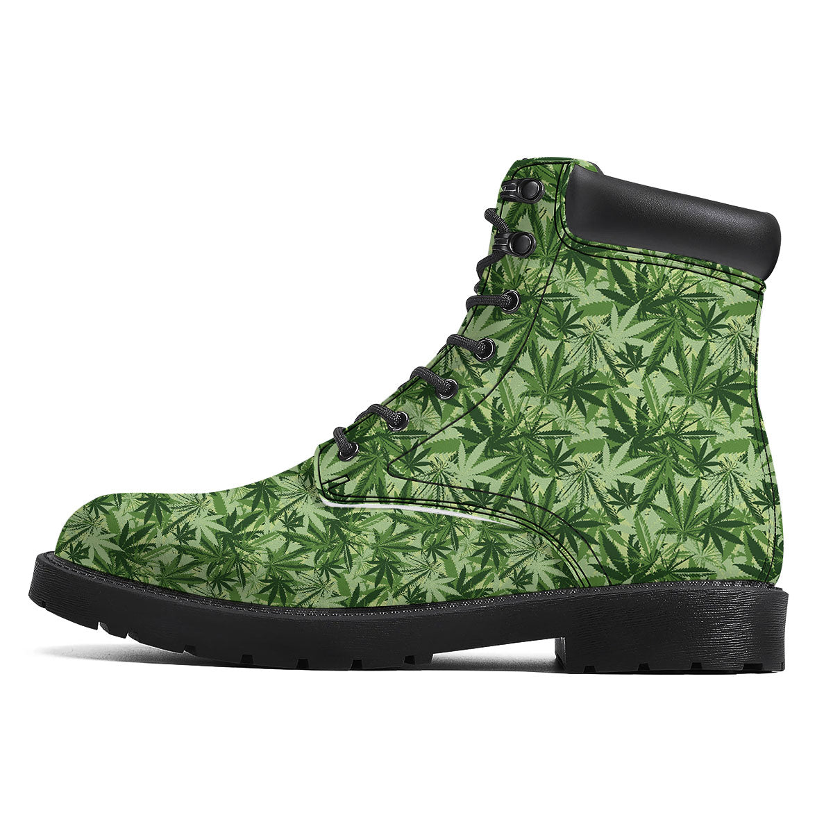 Hemp Leaf Print Pattern Boots-grizzshop