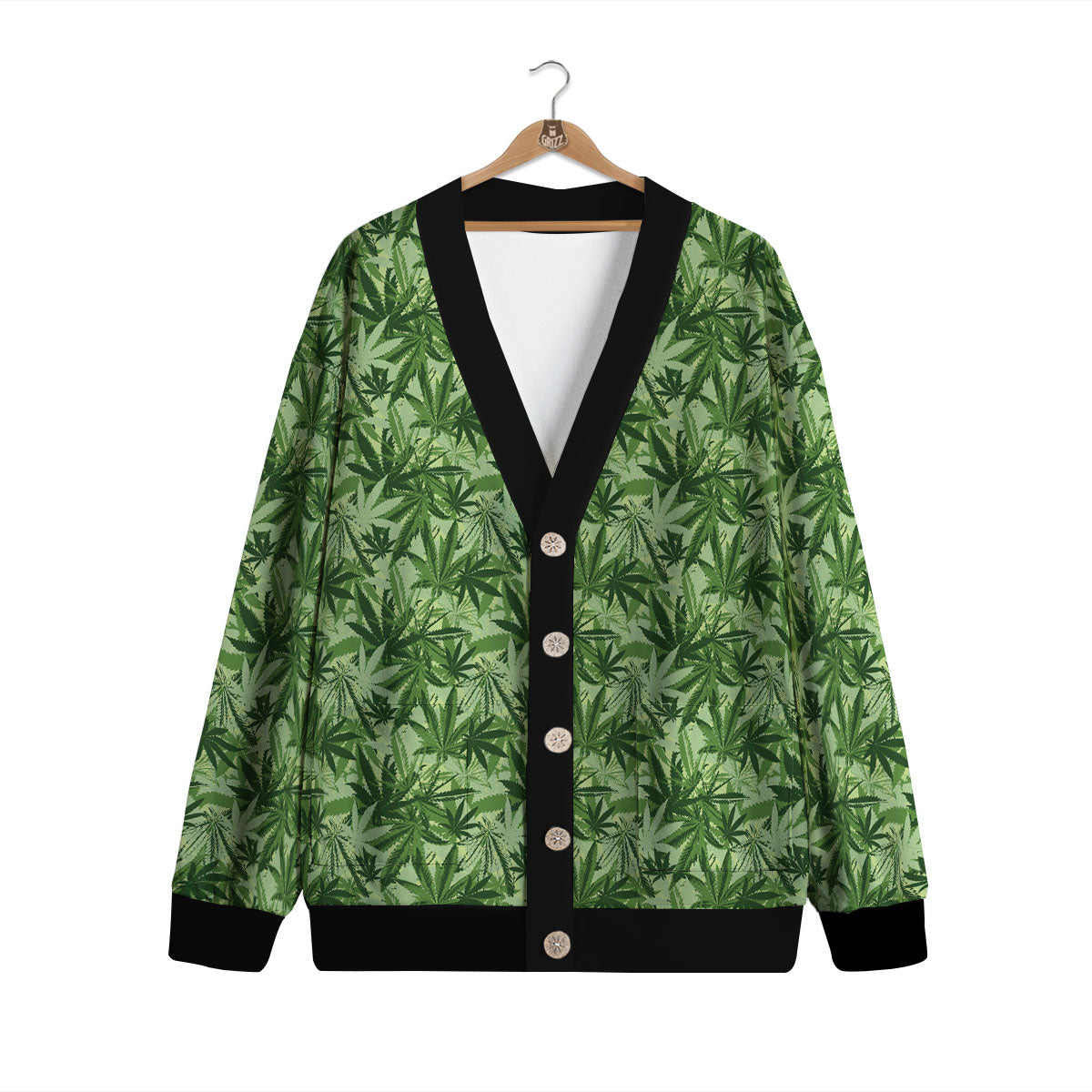 Hemp Leaf Print Pattern Cardigan-grizzshop