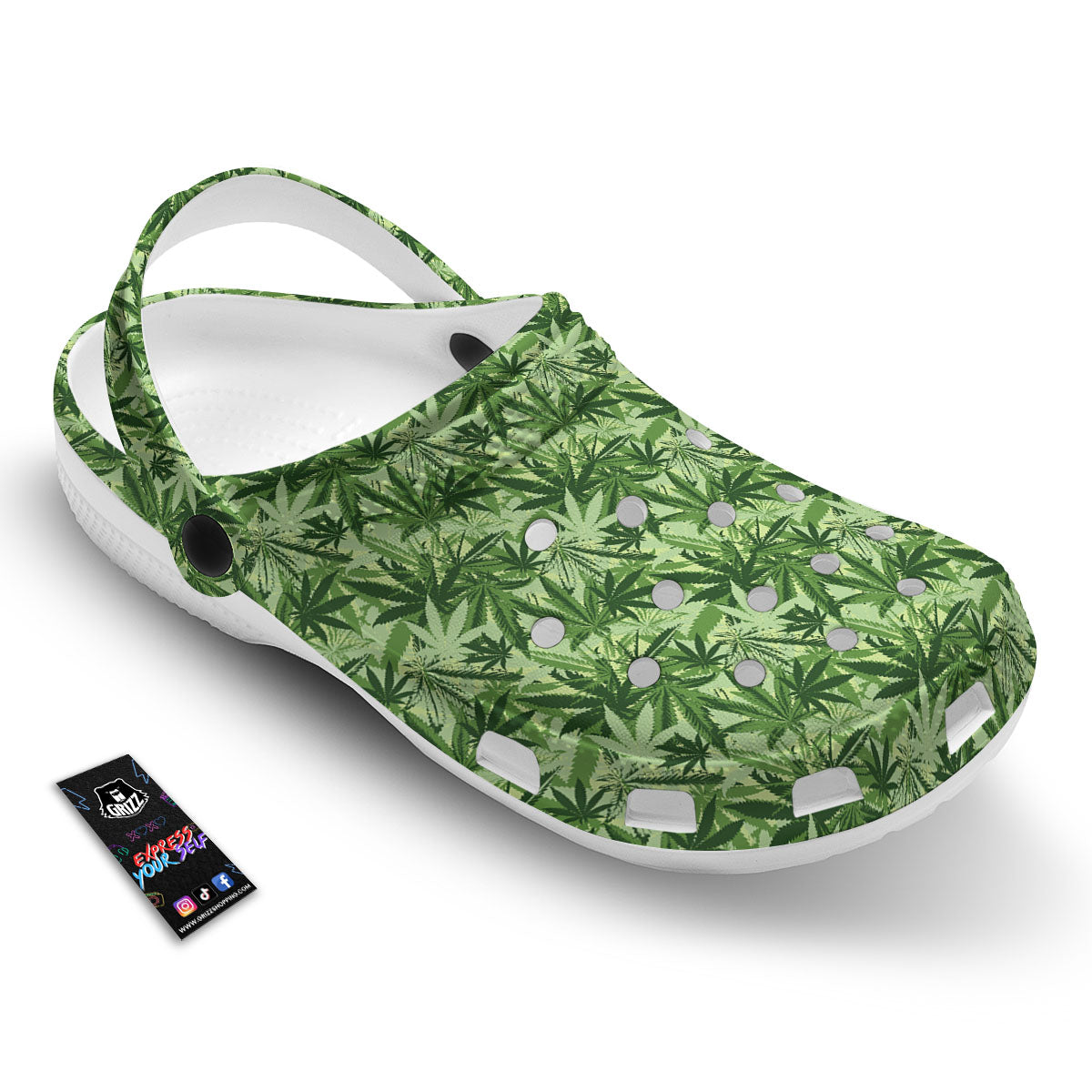 Hemp Leaf Print Pattern Clog-grizzshop
