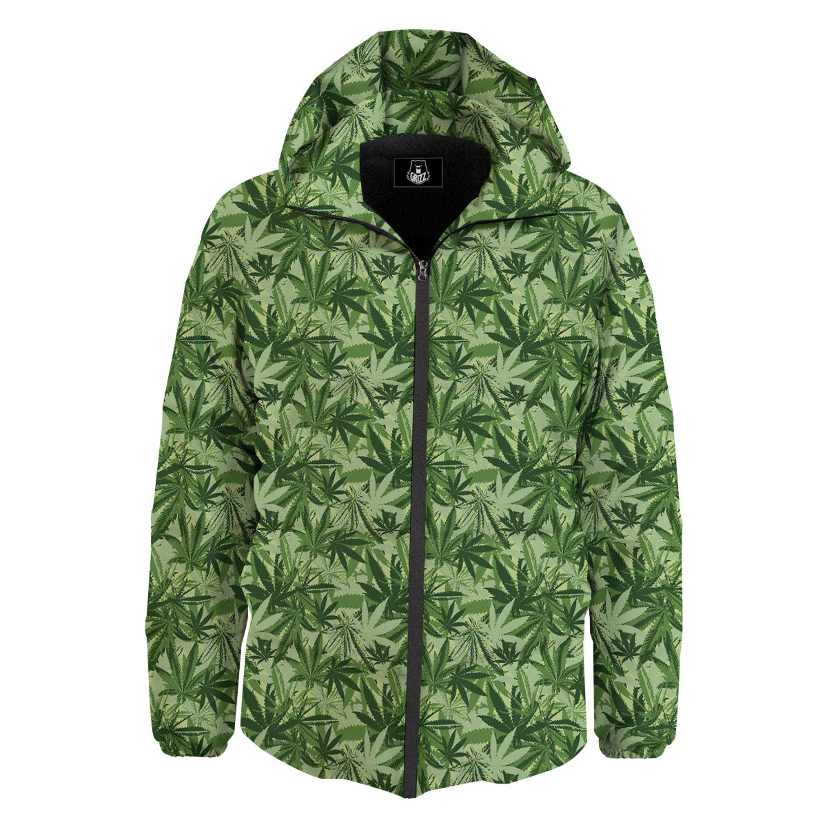 Hemp Leaf Print Pattern Down Jacket-grizzshop