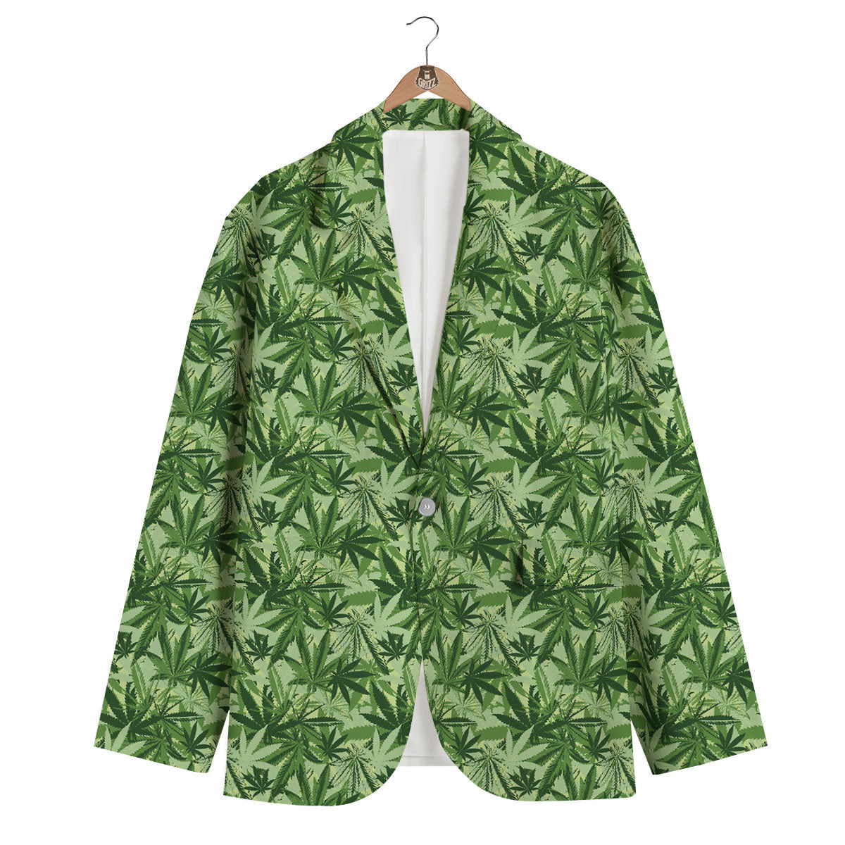 Hemp Leaf Print Pattern Men's Blazer-grizzshop