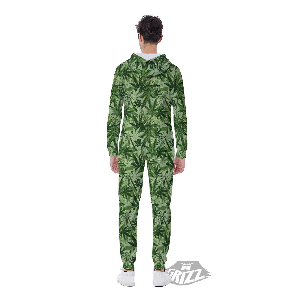 Hemp Leaf Print Pattern Men's Jumpsuit-grizzshop