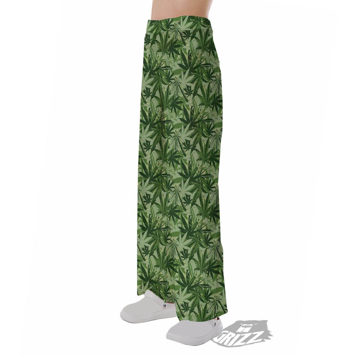 Hemp Leaf Print Pattern Pajama Pants-grizzshop