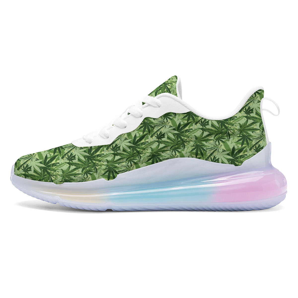 Hemp Leaf Print Pattern Running Sneakers-grizzshop
