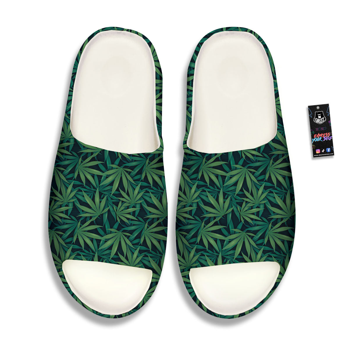 Hemp Leaves Green Print Pattern Sandals-grizzshop