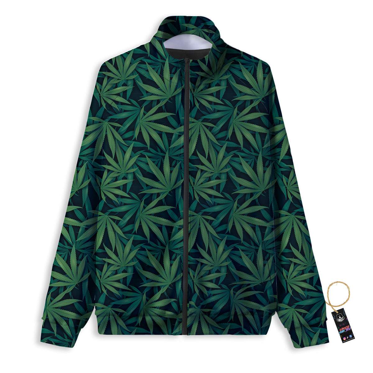 Hemp Leaves Green Print Pattern Track Jacket-grizzshop