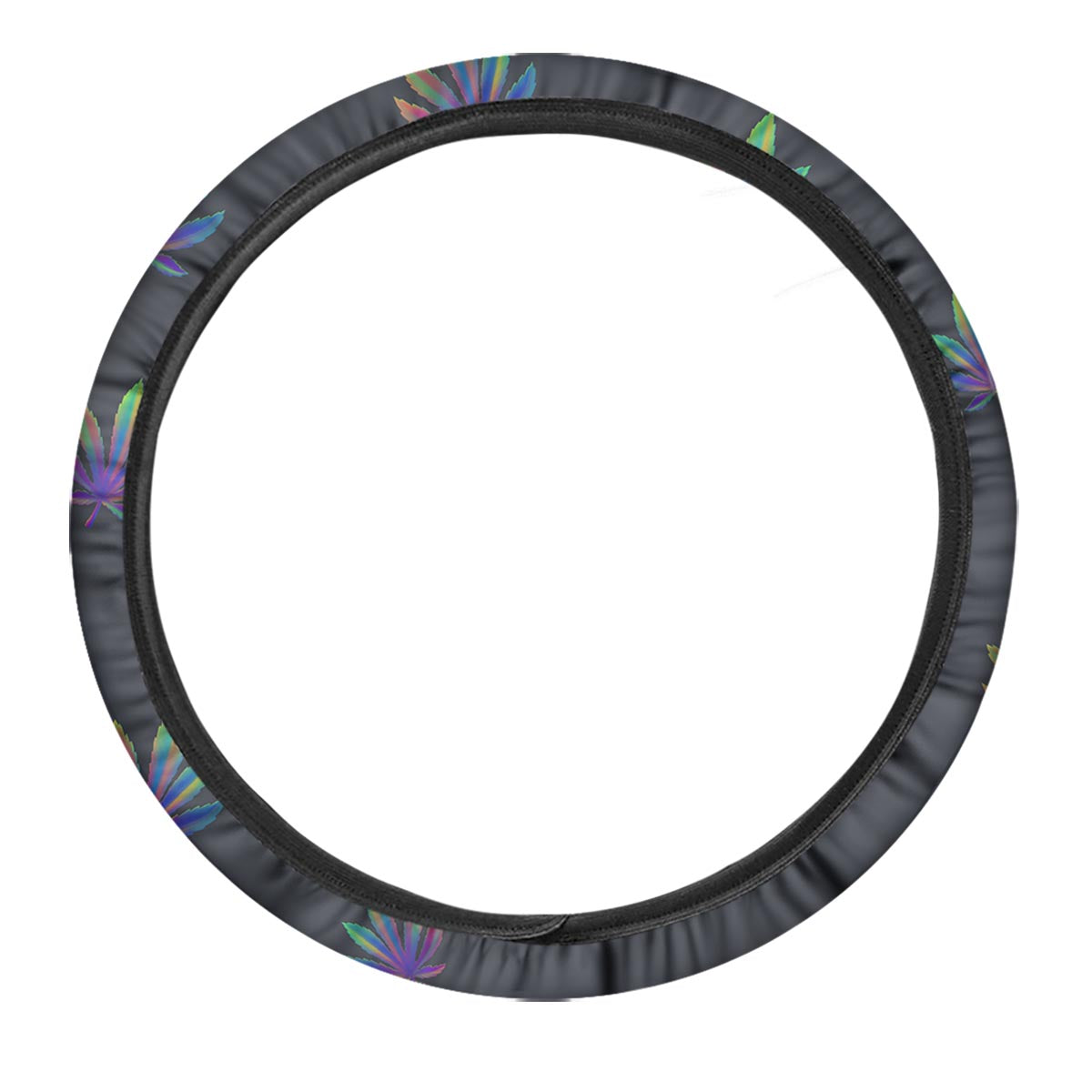 Hemp Leaves Reggae Trippy Print Pattern Car Steering Wheel Cover-grizzshop