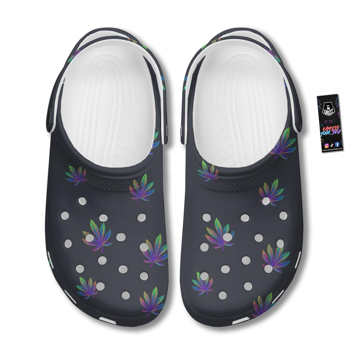 Hemp Leaves Reggae Trippy Print Pattern Clog-grizzshop