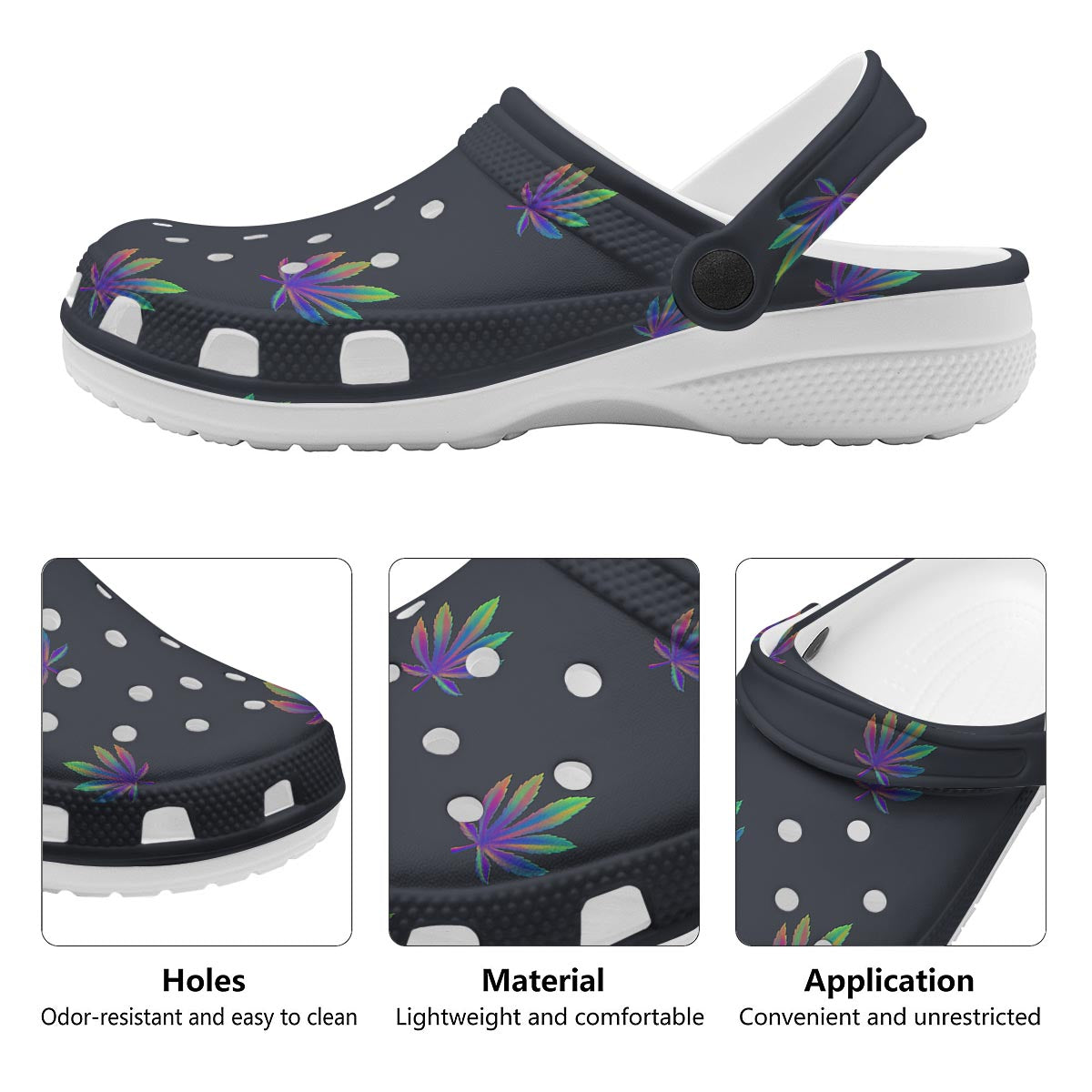Hemp Leaves Reggae Trippy Print Pattern Clog-grizzshop