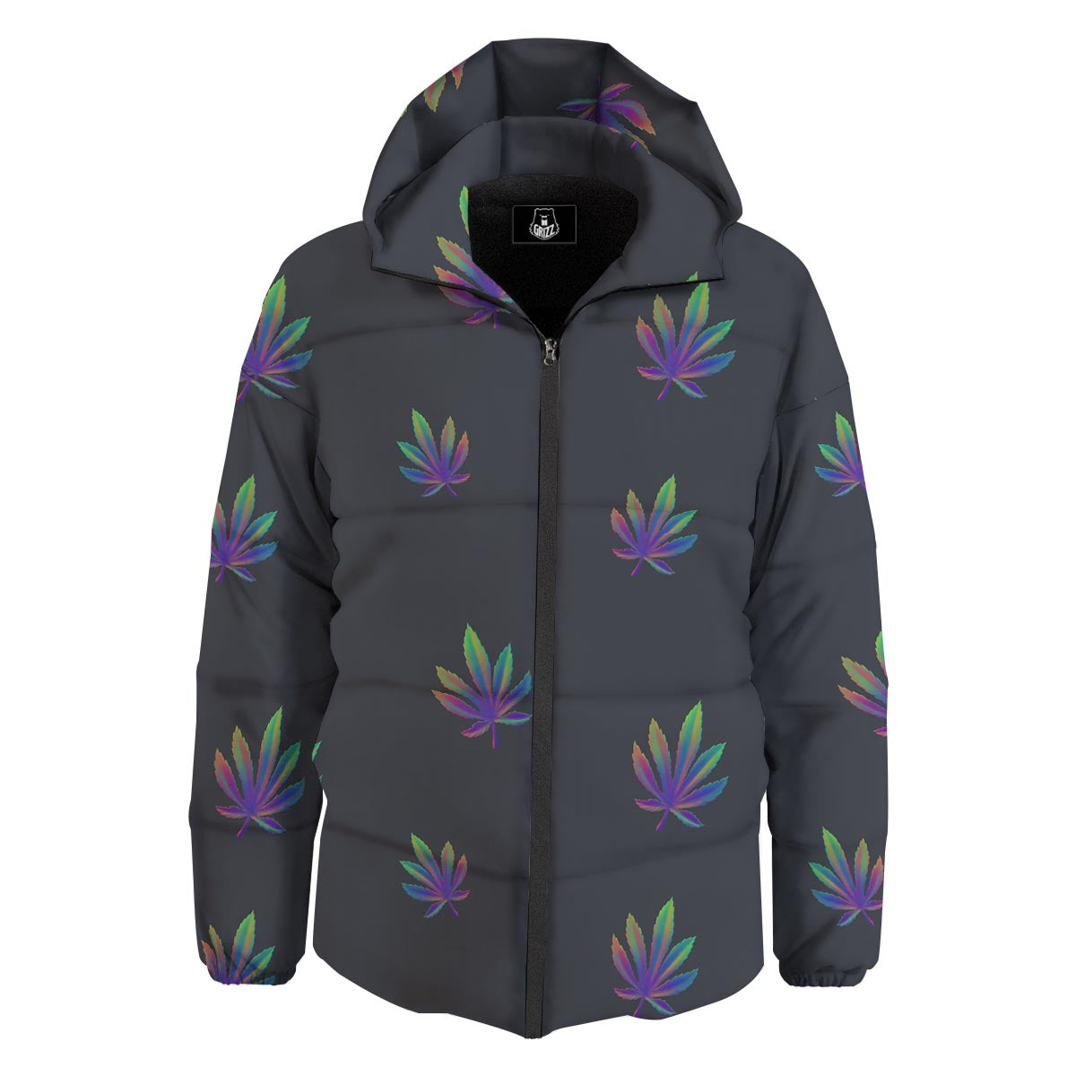 Hemp Leaves Reggae Trippy Print Pattern Down Jacket-grizzshop