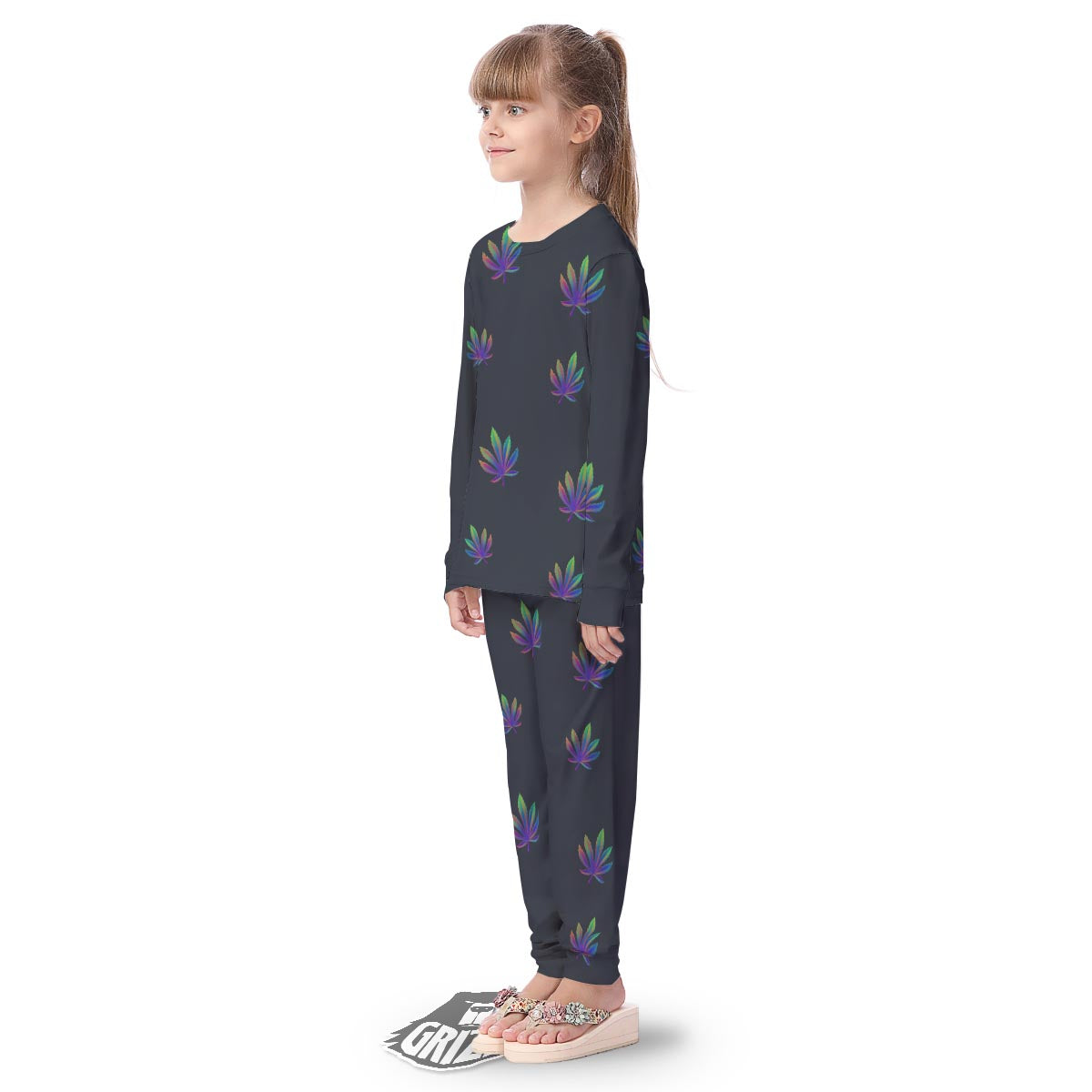 Hemp Leaves Reggae Trippy Print Pattern Kid's Pajamas-grizzshop
