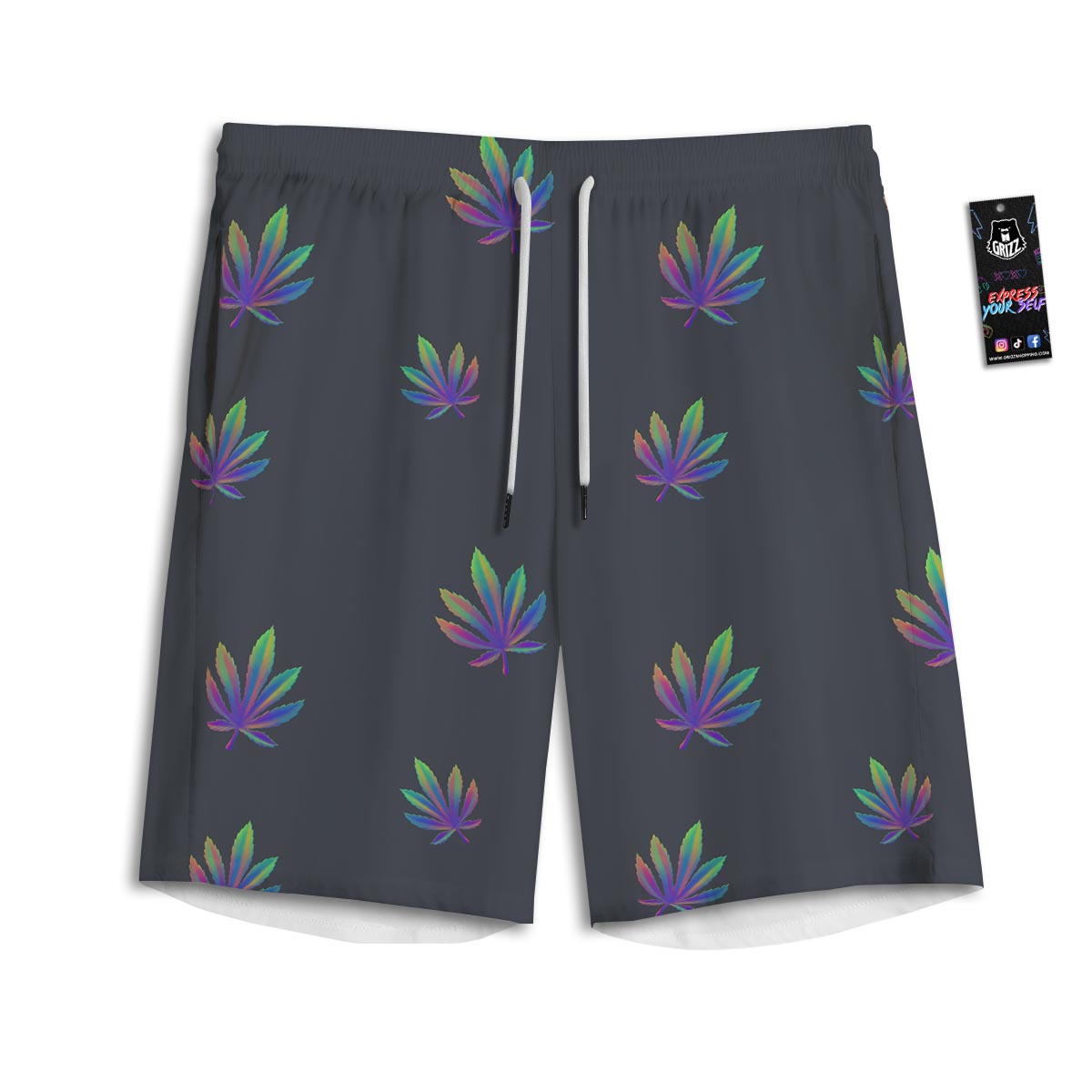 Hemp Leaves Reggae Trippy Print Pattern Men's Athletic Shorts-grizzshop