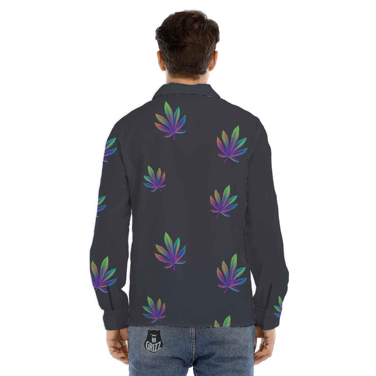 Hemp Leaves Reggae Trippy Print Pattern Men's Dress Shirts-grizzshop