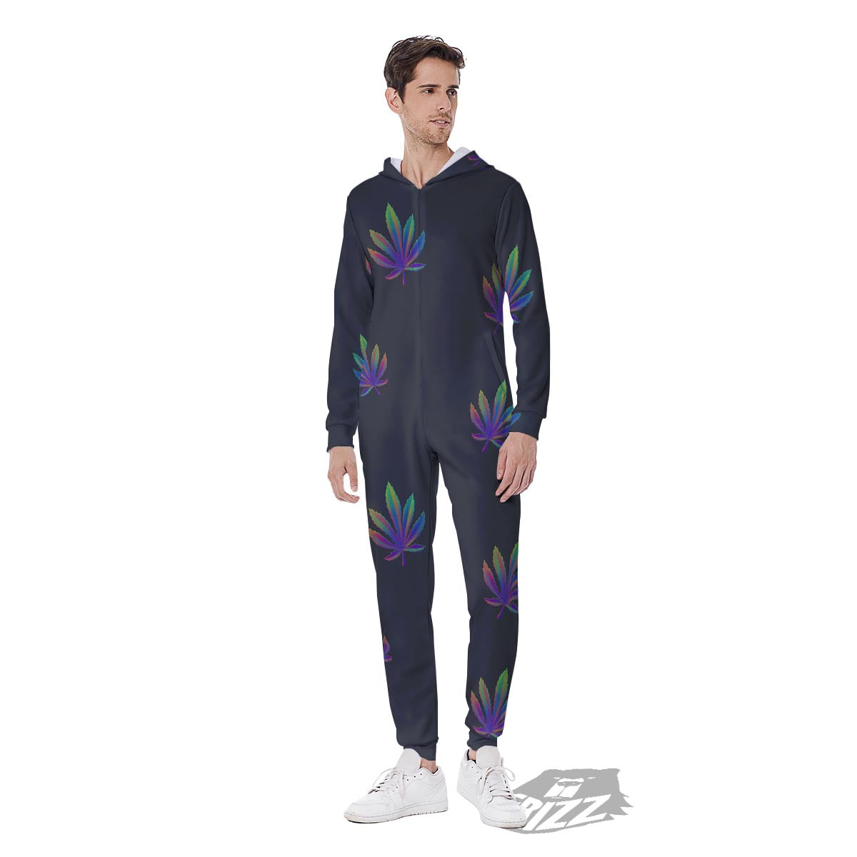 Hemp Leaves Reggae Trippy Print Pattern Men's Jumpsuit-grizzshop