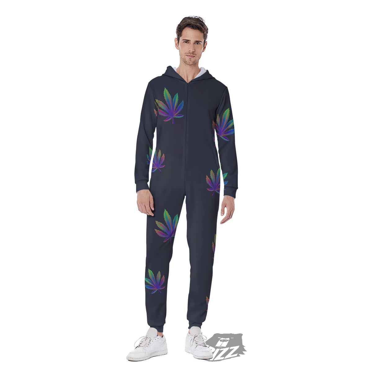 Hemp Leaves Reggae Trippy Print Pattern Men's Jumpsuit-grizzshop