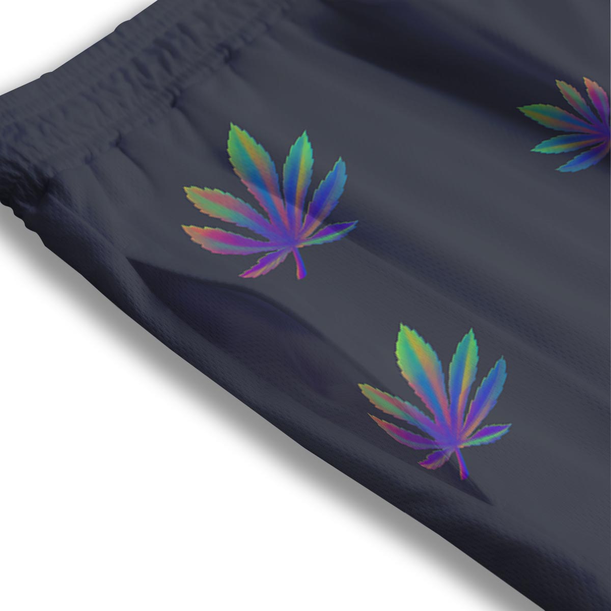 Hemp Leaves Reggae Trippy Print Pattern Mesh Shorts-grizzshop