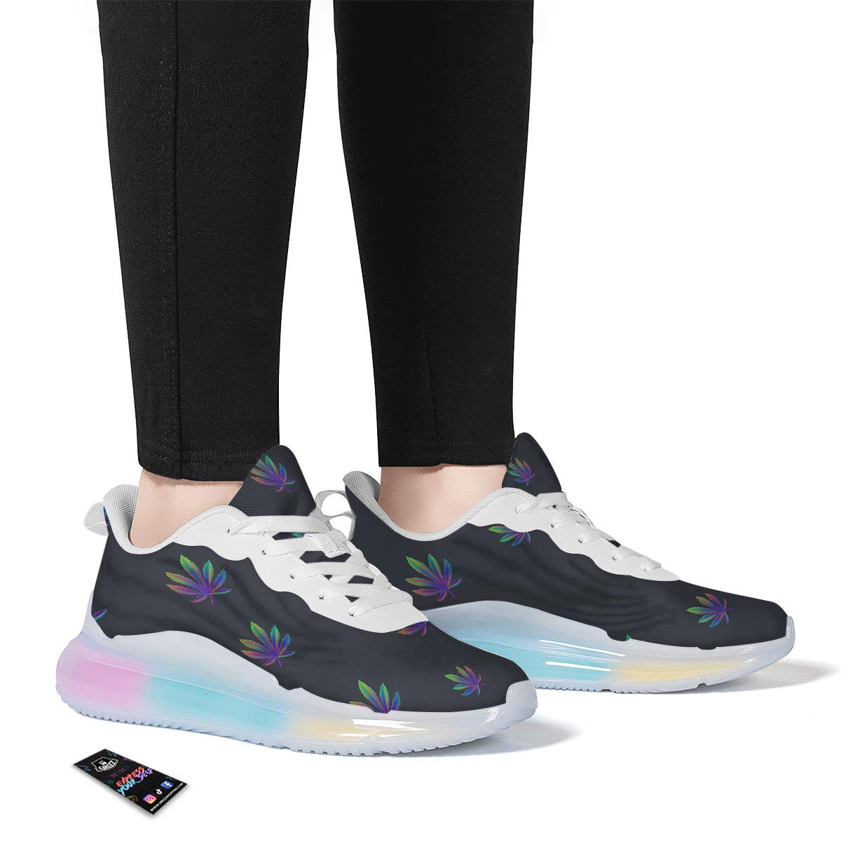 Hemp Leaves Reggae Trippy Print Pattern Running Sneakers-grizzshop