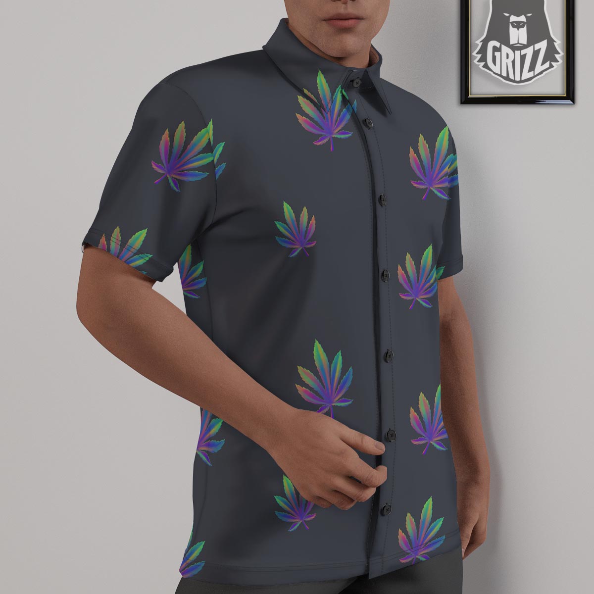 Hemp Leaves Reggae Trippy Print Pattern Untucked Shirts-grizzshop