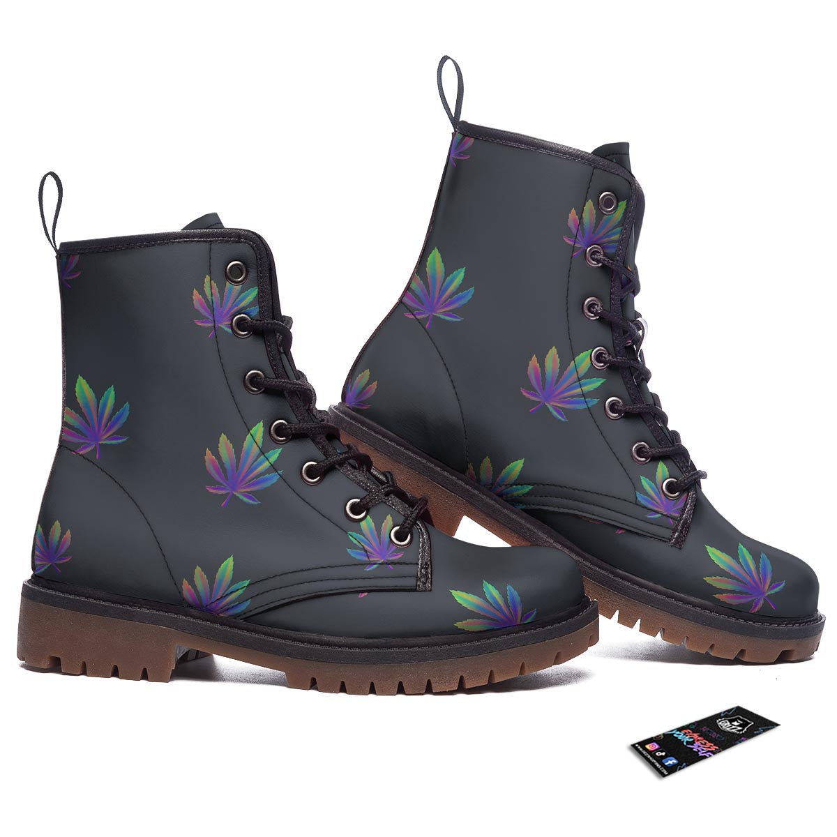 Hemp Leaves Reggae Trippy Print Pattern Work Boots-grizzshop