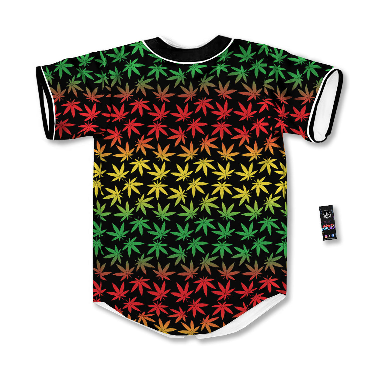 Hemp Rastafarian Print Pattern Baseball Jersey-grizzshop