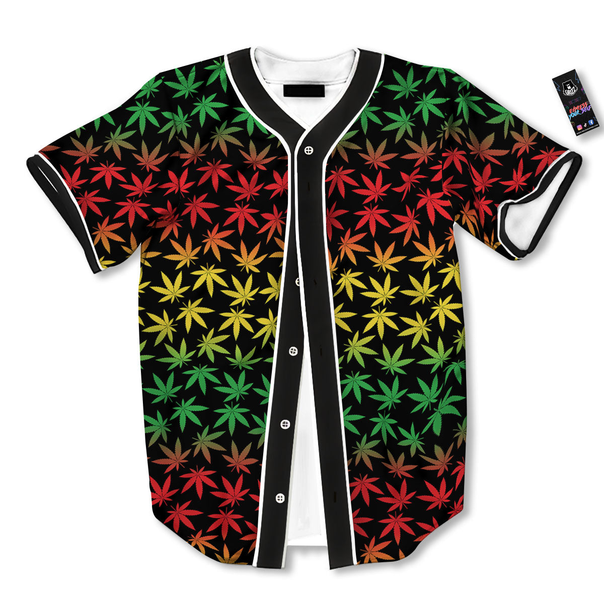 Hemp Rastafarian Print Pattern Baseball Jersey-grizzshop