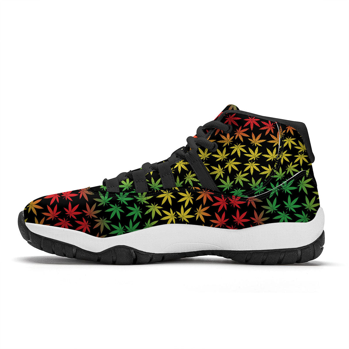 Hemp Rastafarian Print Pattern Black Bball Shoes-grizzshop