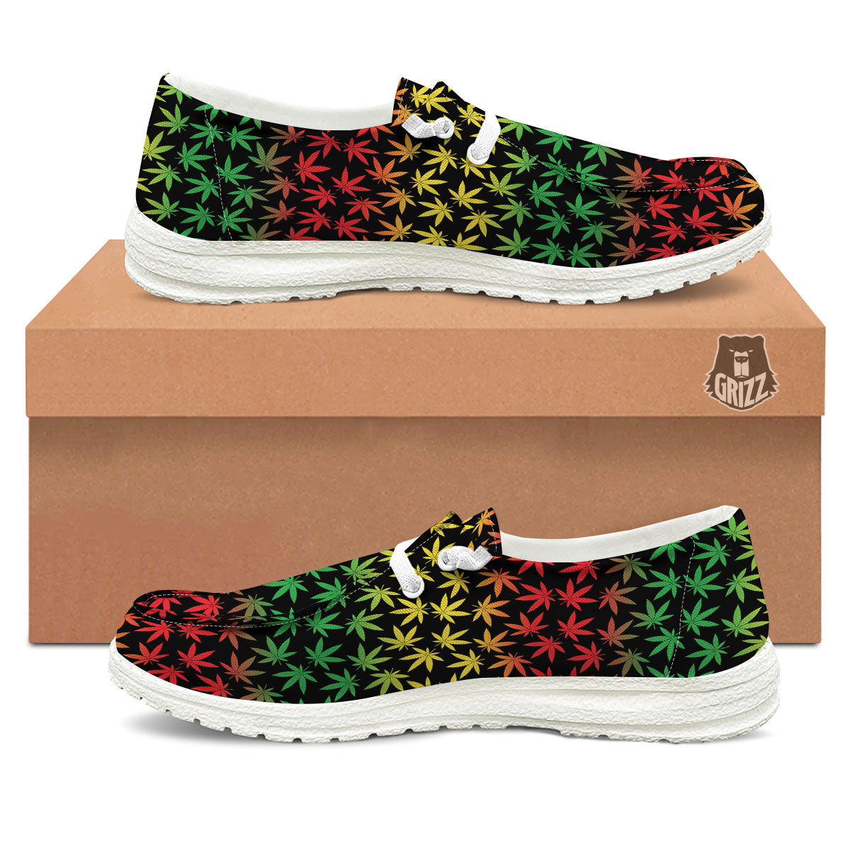 Hemp Rastafarian Print Pattern Black Loafers-grizzshop
