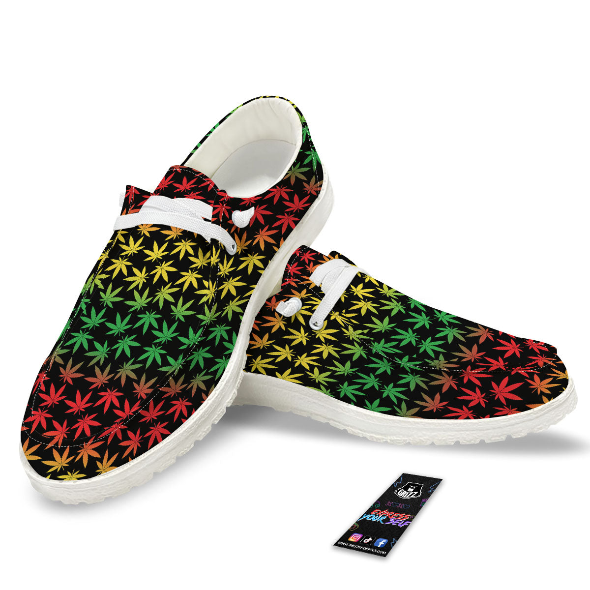 Hemp Rastafarian Print Pattern Black Loafers-grizzshop